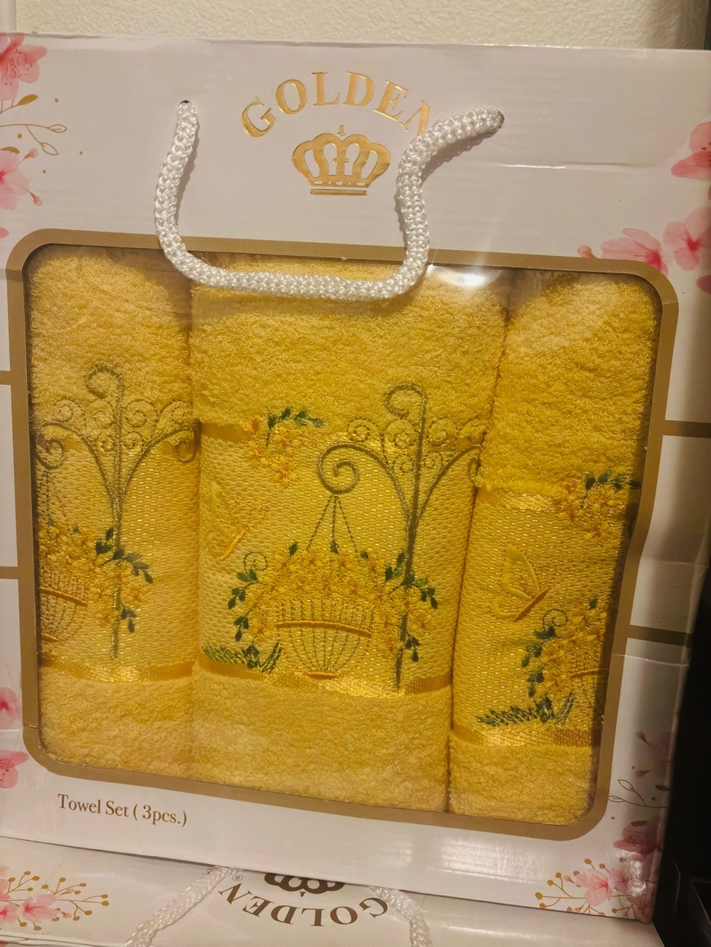 Yellow Embroidered Bath Towel Set (3pc)